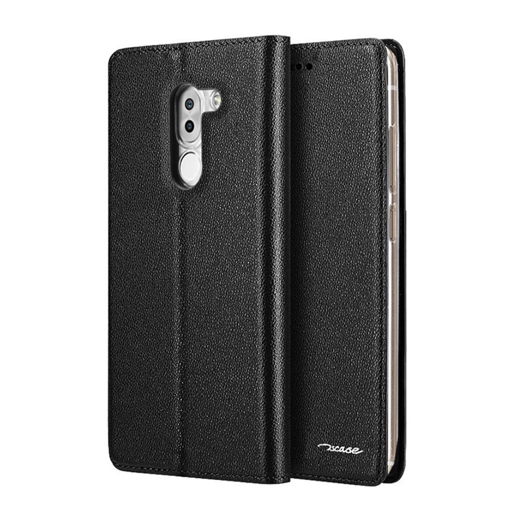 TSCASE Genuine Leather Stand Case for Huawei Honor 6x (2016) - Black-4
