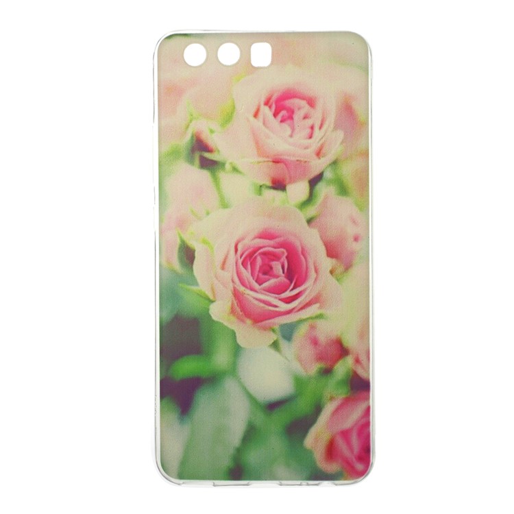 For Huawei P10 Patterned Clear TPU Case Accessory - Beautiful Roses-1