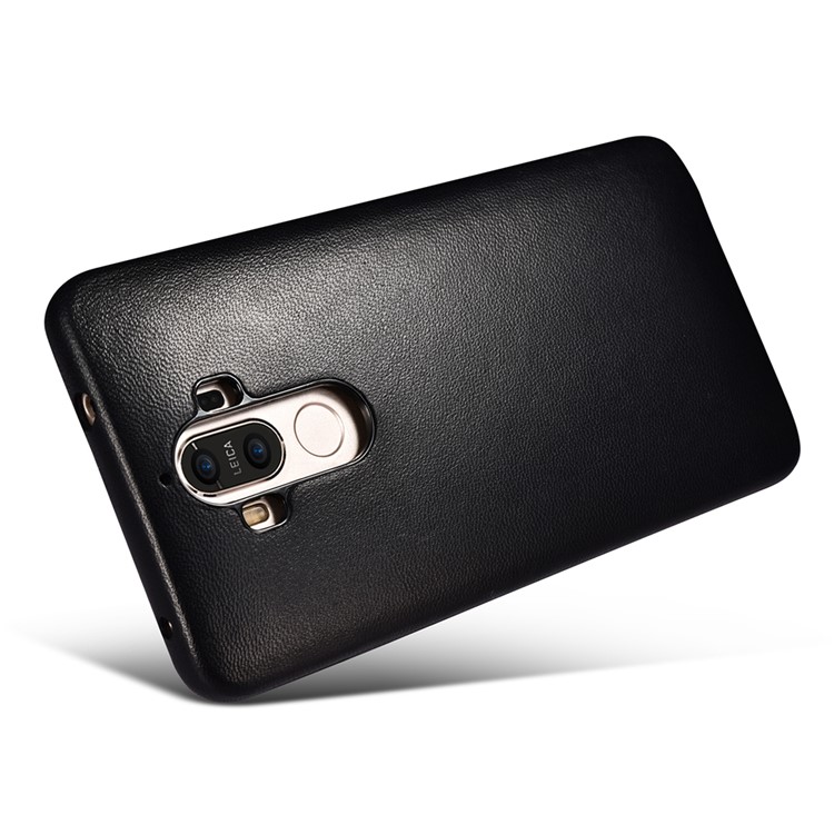XOOMZ Sheepskin Genuine Leather Coated PC Hard Case for Huawei Mate 9 - Black-2
