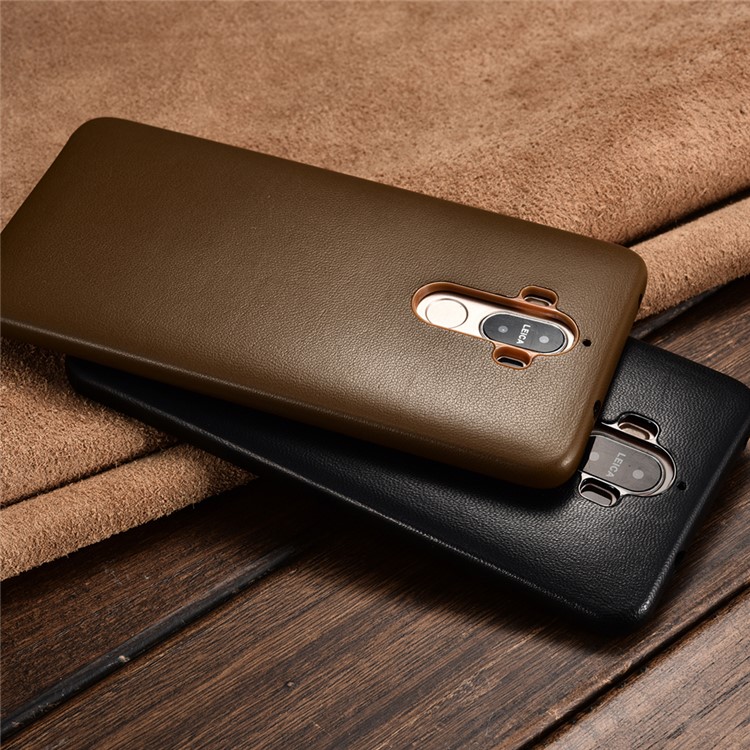 XOOMZ Sheepskin Genuine Leather Coated PC Hard Case for Huawei Mate 9 - Black-4