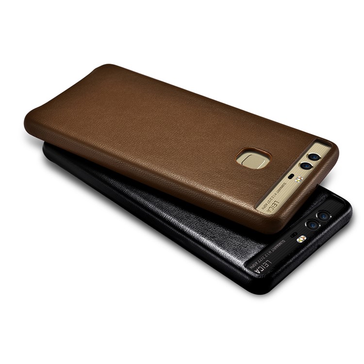 XOOMZ Sheepskin Genuine Leather Coated Hard Phone Case for Huawei P9 - Black-4