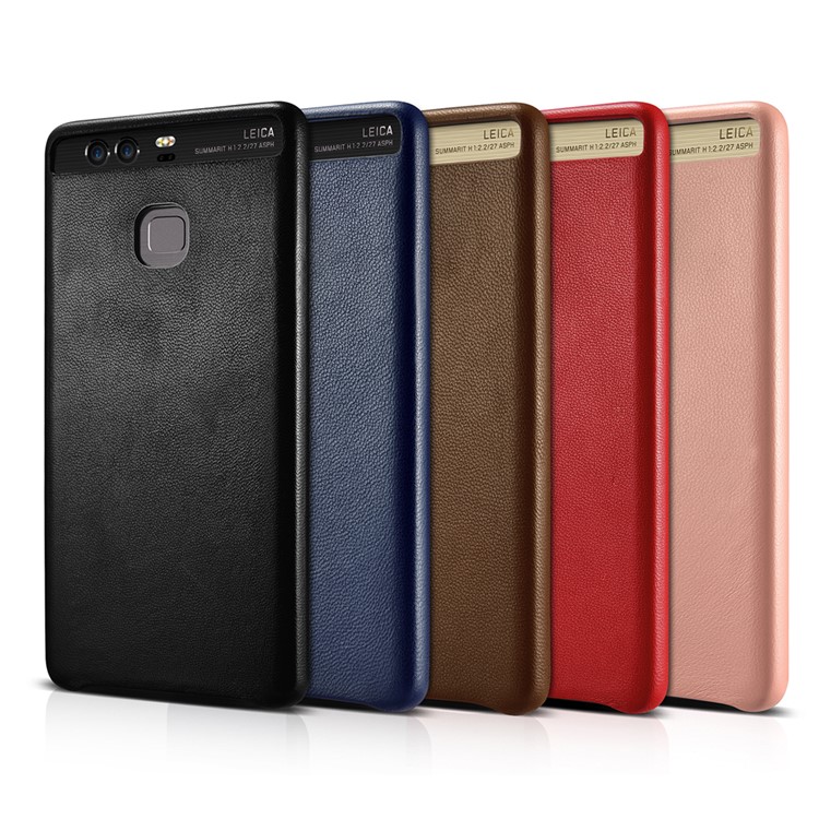 XOOMZ Sheepskin Genuine Leather Coated Hard Phone Case for Huawei P9 - Black-5