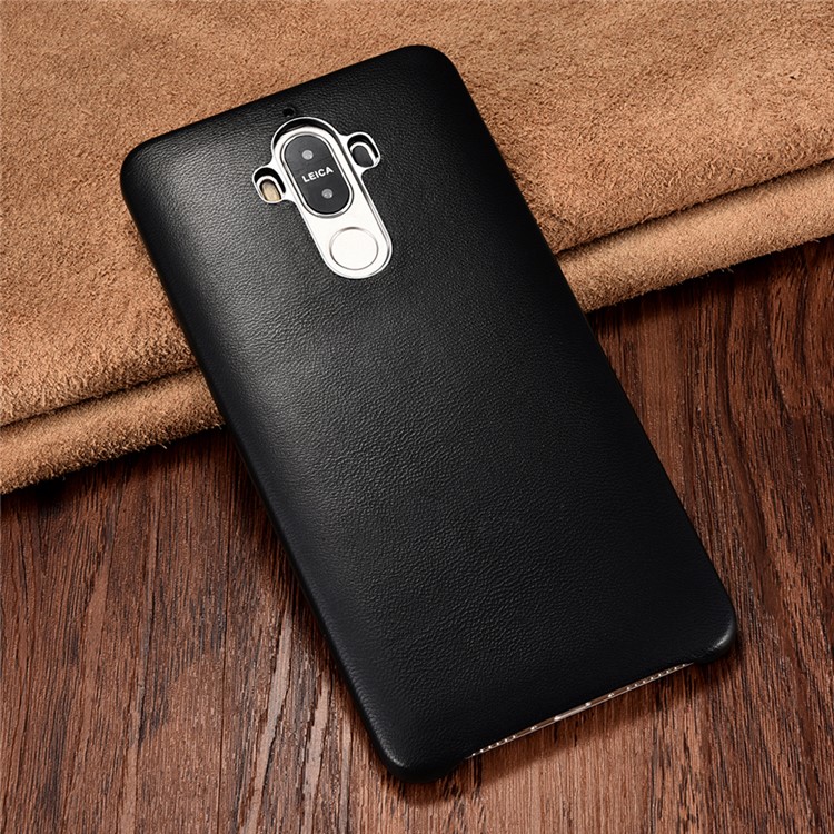 XOOMZ Plating Sheepskin Genuine Leather Coated PC Hard Case for Huawei Mate 9 - Black-2