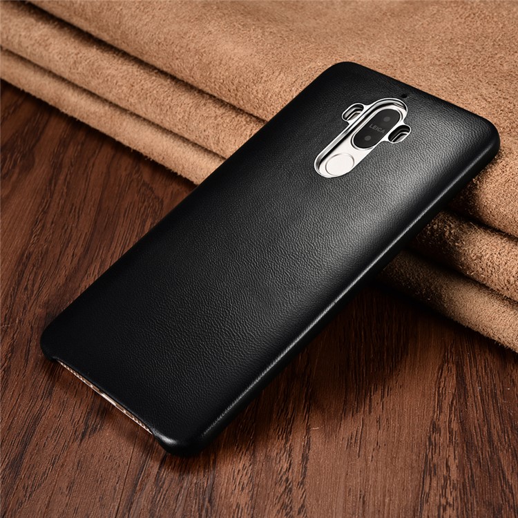 XOOMZ Plating Sheepskin Genuine Leather Coated PC Hard Case for Huawei Mate 9 - Black-4