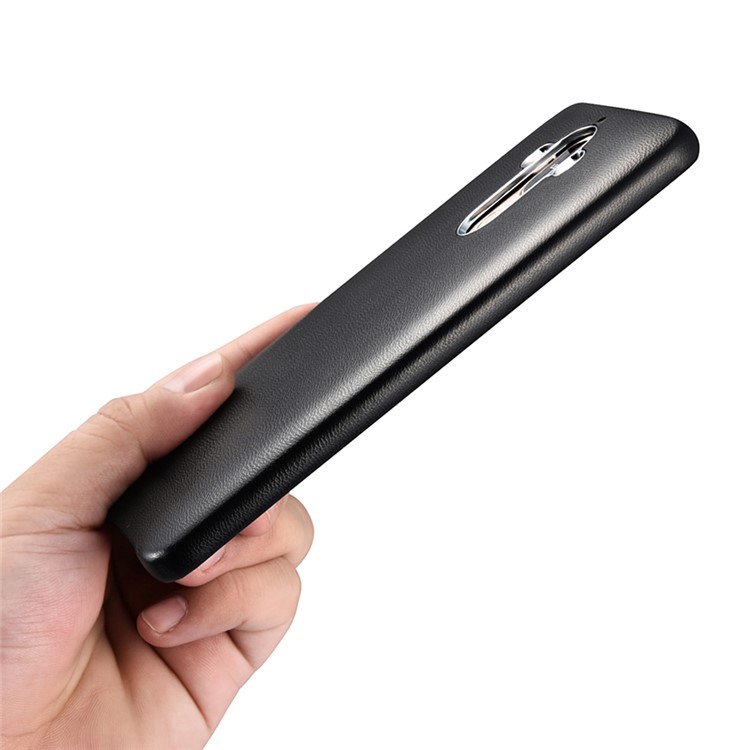 XOOMZ Plating Sheepskin Genuine Leather Coated PC Hard Case for Huawei Mate 9 - Black-5