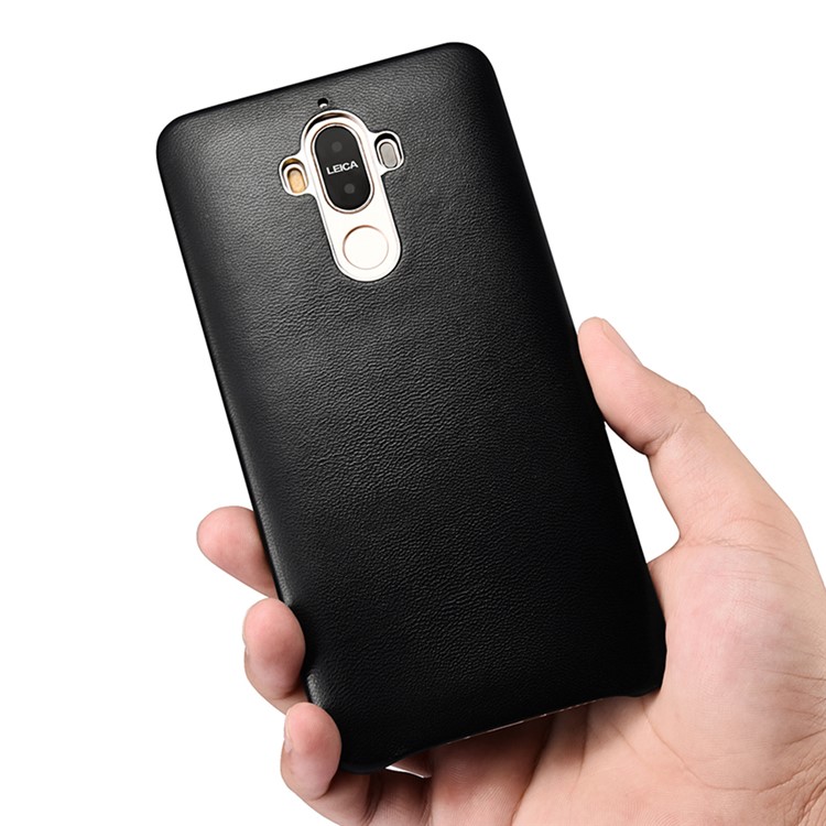 XOOMZ Plating Sheepskin Genuine Leather Coated PC Hard Case for Huawei Mate 9 - Black-6