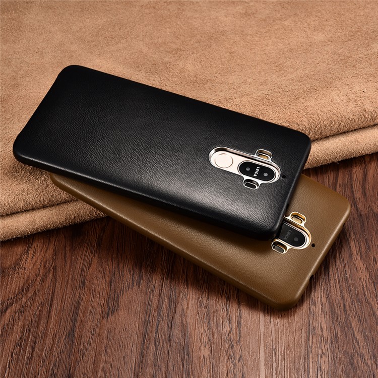 XOOMZ Plating Sheepskin Genuine Leather Coated PC Hard Case for Huawei Mate 9 - Black-9