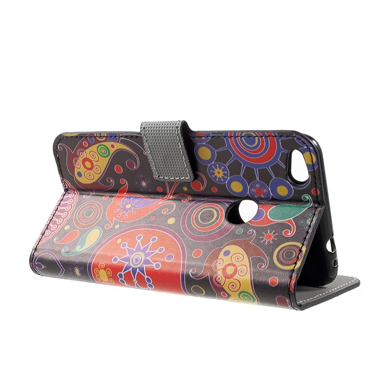 Wallet Leather Stand Case for Huawei P8 Lite (2017) / Honor 8 Lite - Paisley Flowers-4