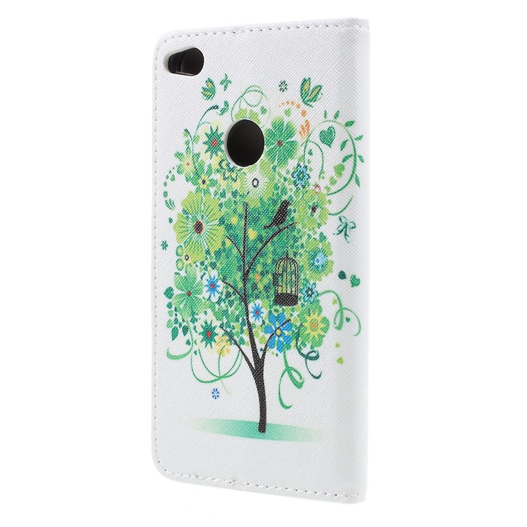 Wallet Leather Stand Case for Huawei P8 Lite (2017) / Honor 8 Lite - Green Tree-2