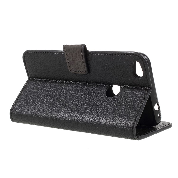 Litchi Grain Leather Wallet Mobile Case for Huawei P8 Lite (2017)/Honor 8 Lite - Black-5