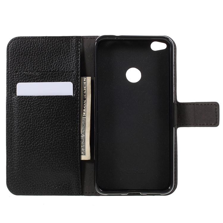 Litchi Grain Leather Wallet Mobile Case for Huawei P8 Lite (2017)/Honor 8 Lite - Black-6