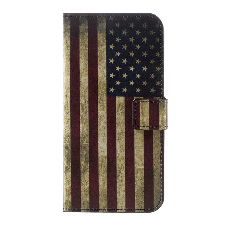 For Huawei P10 Phone Case Wallet Leather Patterned Shell - Vintage US American Flag-1