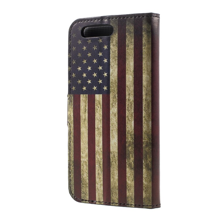 For Huawei P10 Phone Case Wallet Leather Patterned Shell - Vintage US American Flag-3