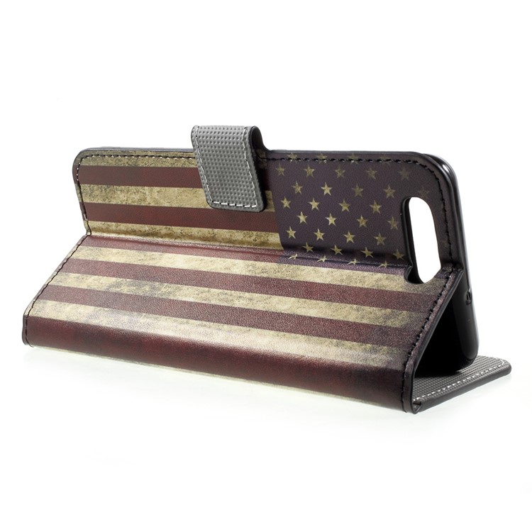 For Huawei P10 Phone Case Wallet Leather Patterned Shell - Vintage US American Flag-4