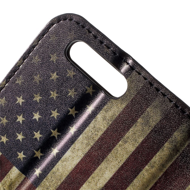 For Huawei P10 Phone Case Wallet Leather Patterned Shell - Vintage US American Flag-8