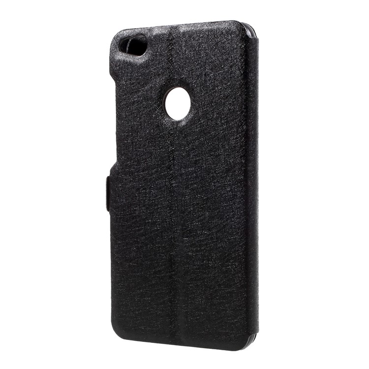 Silk Texture Dual Window Leather Phone Case for Huawei P8 Lite (2017) / Honor 8 Lite - Black-2