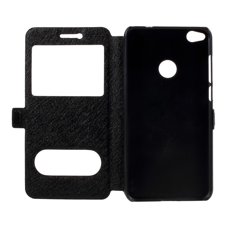 Silk Texture Dual Window Leather Phone Case for Huawei P8 Lite (2017) / Honor 8 Lite - Black-6