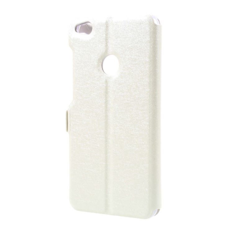 Silk Texture Leather Dual Window Stand Cover for Huawei P8 Lite (2017) / Honor 8 Lite - White-3