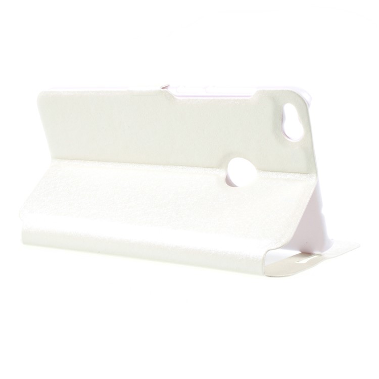 Silk Texture Leather Dual Window Stand Cover for Huawei P8 Lite (2017) / Honor 8 Lite - White-5