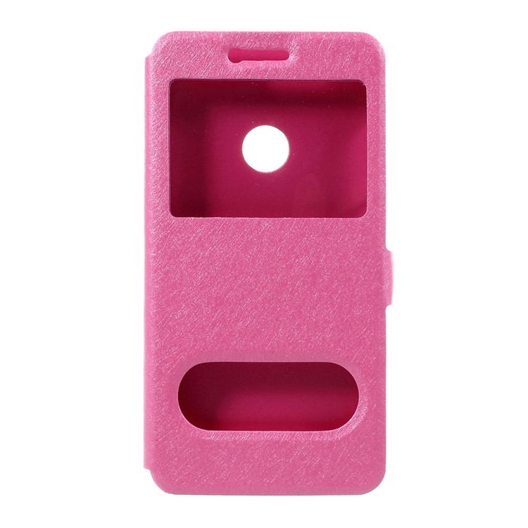 Dual Window Silk Texture Leather Flip Case with Stand for Huawei P8 Lite (2017) / Honor 8 Lite - Rose-1