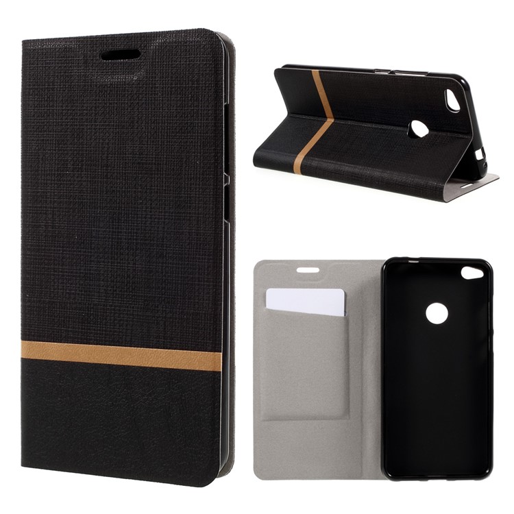 Cross Pattern Leather Card Holder Case for Huawei P8 Lite (2017) / Honor 8 Lite - Black-1