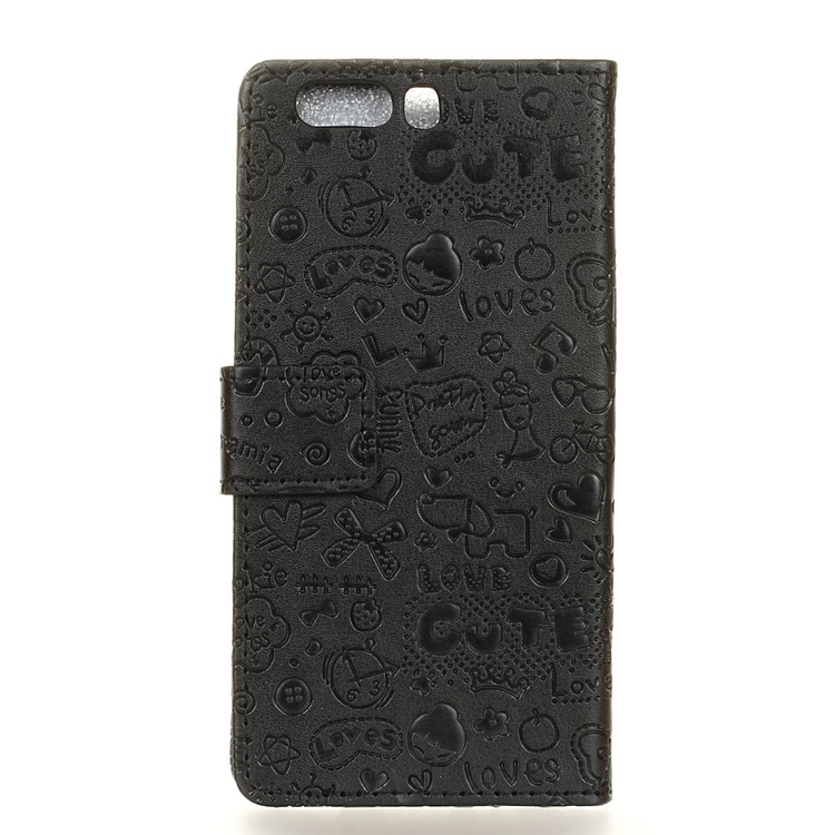 For Huawei P10 Cartoon Graffiti Wallet Leather Case with Stand - Black-3