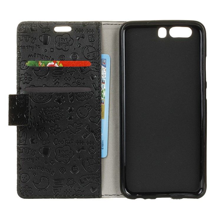 For Huawei P10 Cartoon Graffiti Wallet Leather Case with Stand - Black-5