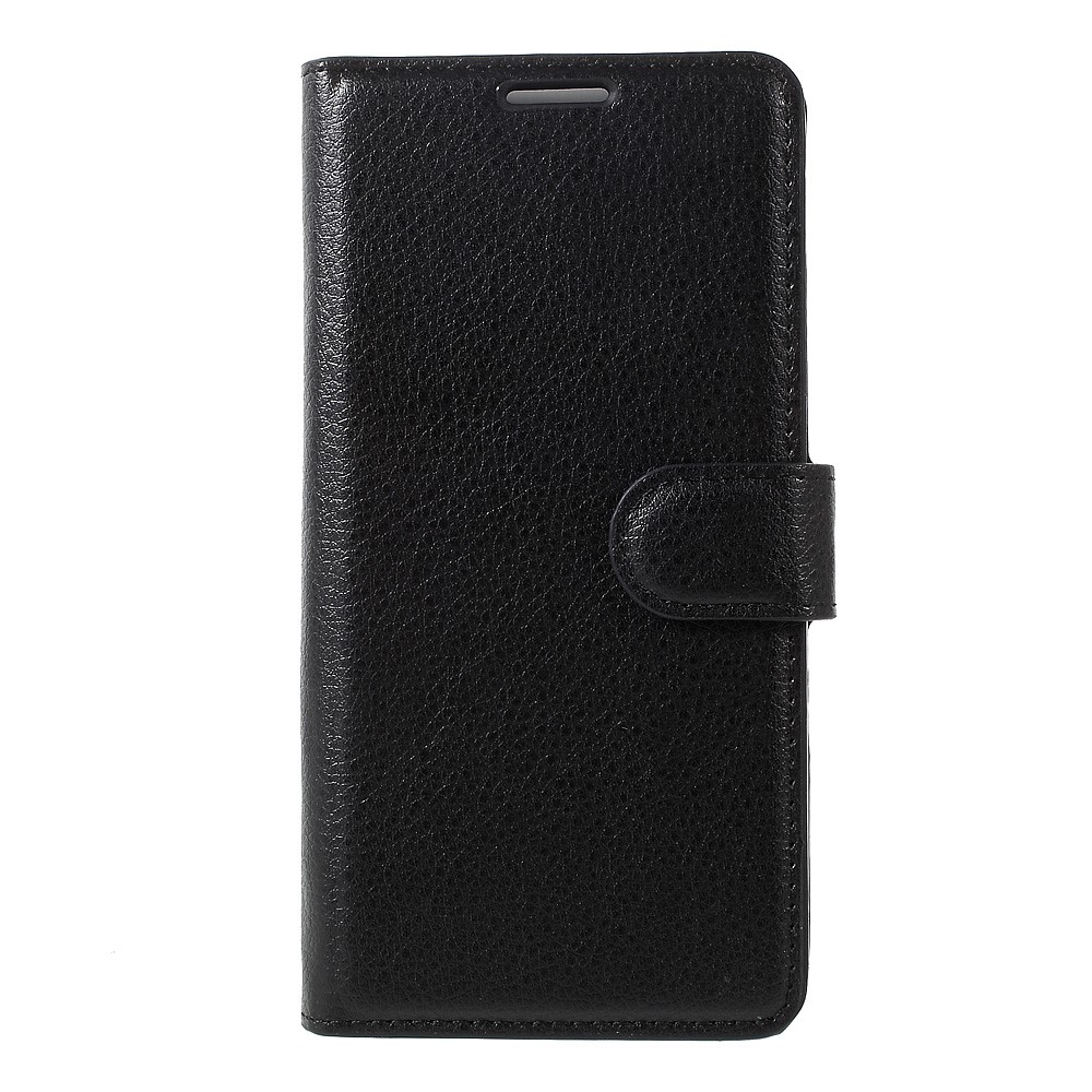 Litchi Skin Wallet Leather Stand Case for Huawei P10 - Black-2