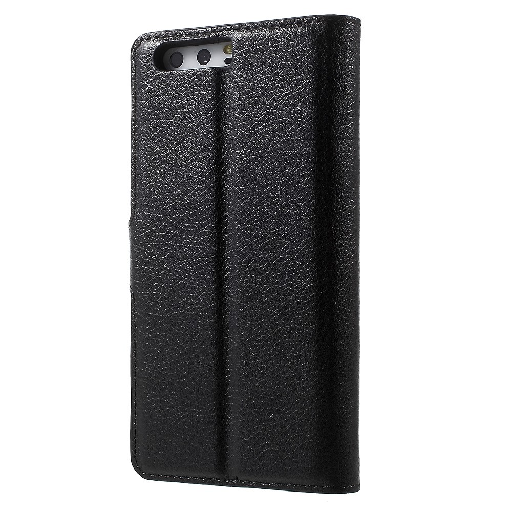 Pour Huawei P10 Litchi Skin en Cuir Seck Cover Avec Une Protection Anti-collision de Portefeuille Séparée - le Noir