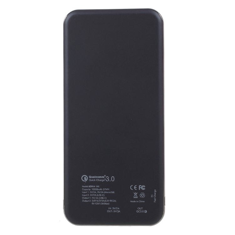 IDMIX Q10 10000mAh Quick Charge 3.0 Dual USB Power Bank with Type-C Port - Black-8
