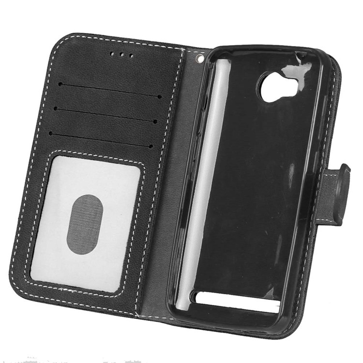 For Huawei Y3II / Y3 II Vintage Matte Leather Wallet Mobile Cover - Black-10