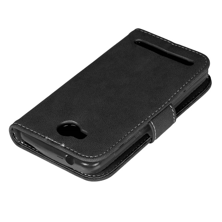 For Huawei Y3II / Y3 II Vintage Matte Leather Wallet Mobile Cover - Black-12