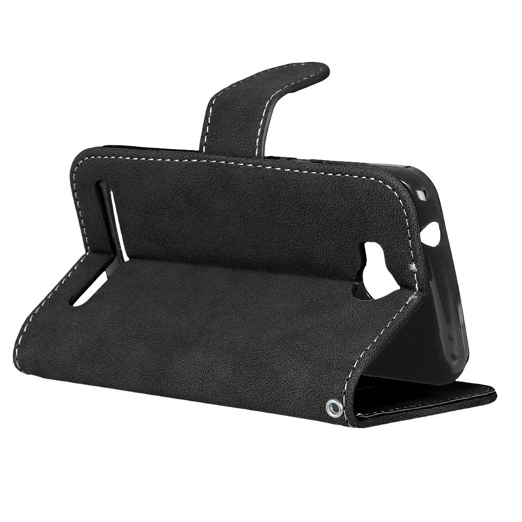 For Huawei Y3II / Y3 II Vintage Matte Leather Wallet Mobile Cover - Black-13