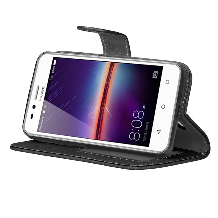For Huawei Y3II / Y3 II Vintage Matte Leather Wallet Mobile Cover - Black-14