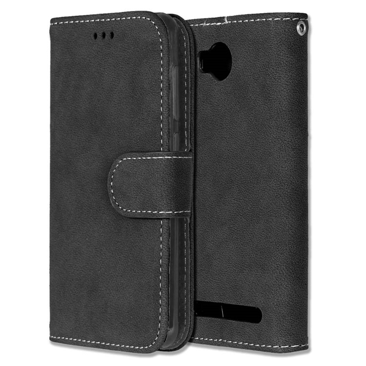 For Huawei Y3II / Y3 II Vintage Matte Leather Wallet Mobile Cover - Black-3