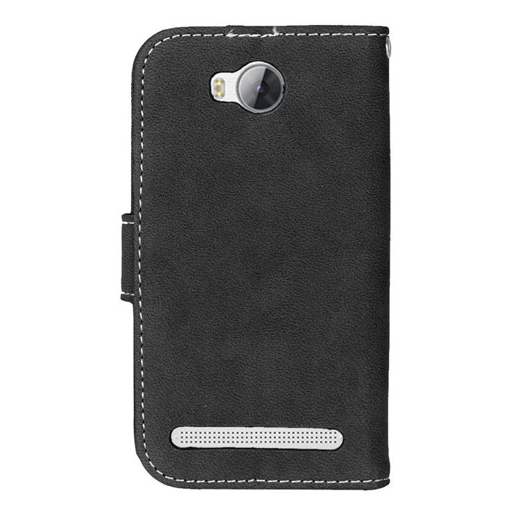 For Huawei Y3II / Y3 II Vintage Matte Leather Wallet Mobile Cover - Black-5
