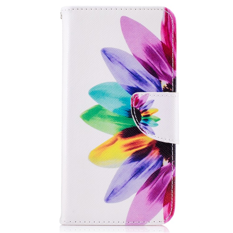Pattern Printing Leather Wallet Tampa do telefone para Huawei P8 Lite(2017) / honra 8 Leve - colorido pétalas-2