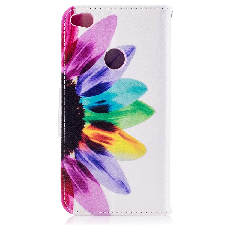 Pattern Printing Leather Wallet Tampa do telefone para Huawei P8 Lite(2017) / honra 8 Leve - colorido pétalas-3
