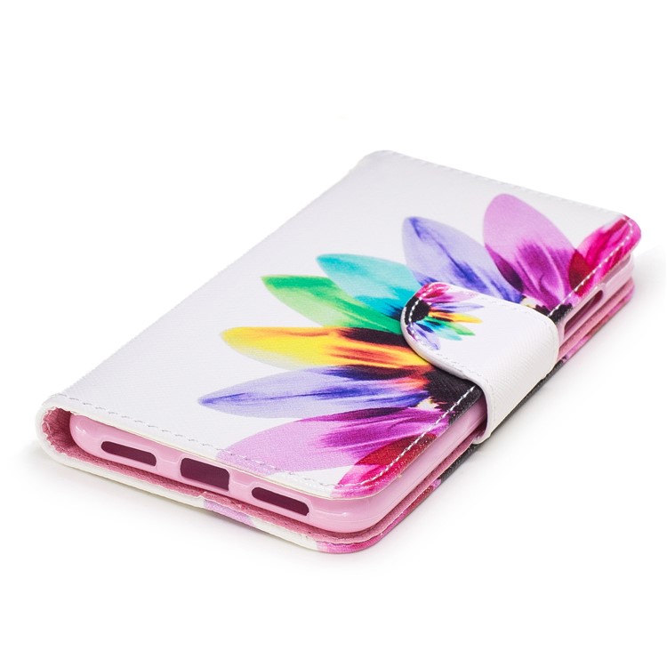 Pattern Printing Leather Wallet Tampa do telefone para Huawei P8 Lite(2017) / honra 8 Leve - colorido pétalas-6