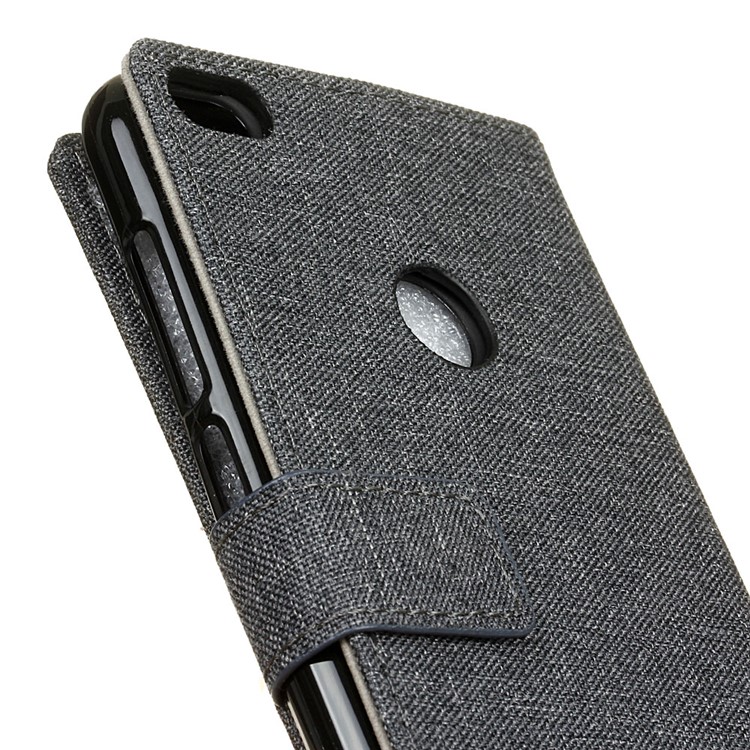 Cloth Texture Leather Wallet Mobile Case Stand for Huawei P8 Lite (2017) / Honor 8 Lite - Black-3