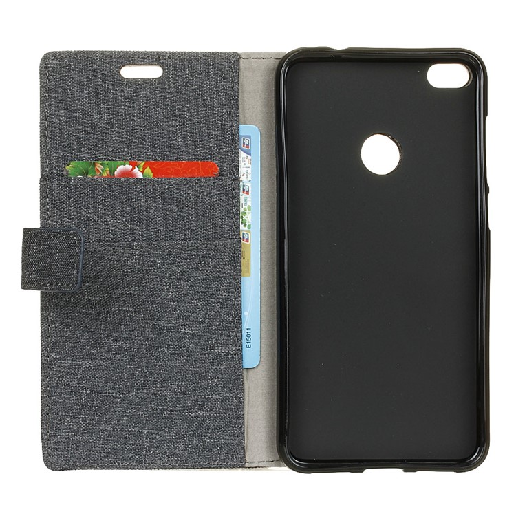 Cloth Texture Leather Wallet Mobile Case Stand for Huawei P8 Lite (2017) / Honor 8 Lite - Black-4