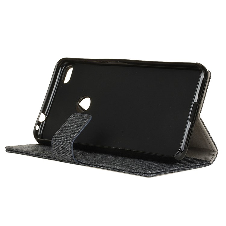 Cloth Texture Leather Wallet Mobile Case Stand for Huawei P8 Lite (2017) / Honor 8 Lite - Black-5