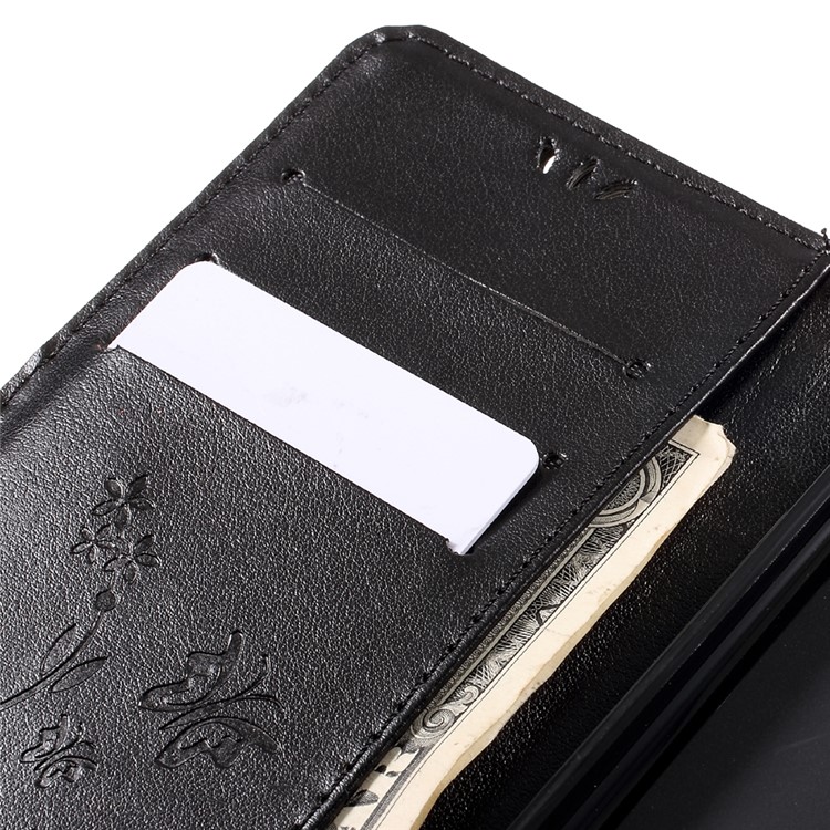 For Huawei P8 Lite (2017) / Honor 8 Lite Imprinted Flora Butterflies Leather Wallet Case Stand - Black-11