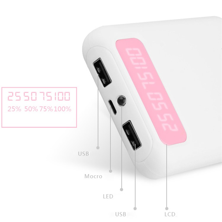 MESKEY MS-P10 10800mAh Dual USB Portable Power Bank with LCD Digital Display - Pink-3