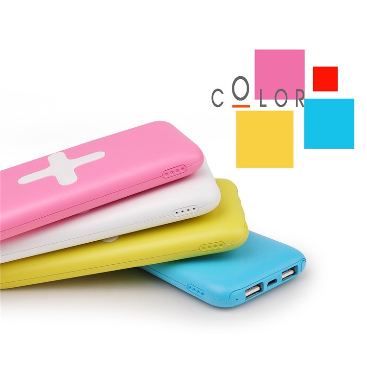 MESKEY MS-P101 Plus Symbol Thin Power Bank 10000mAh Mobile Power for iPhone 7, Samsung S8 - Pink-1
