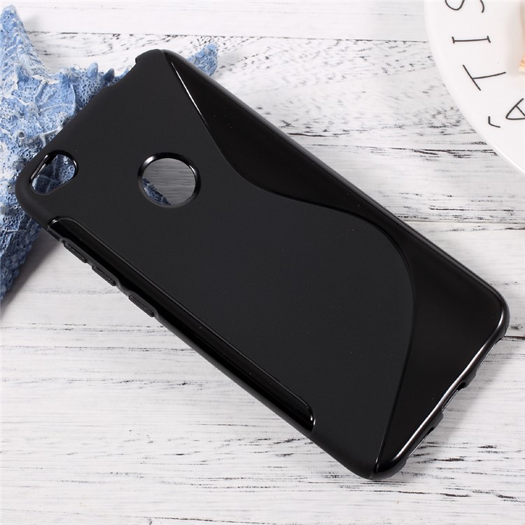 S-Shape TPU Cell Phone Cover for Huawei P8 Lite (2017) / Honor 8 Lite - Black-3