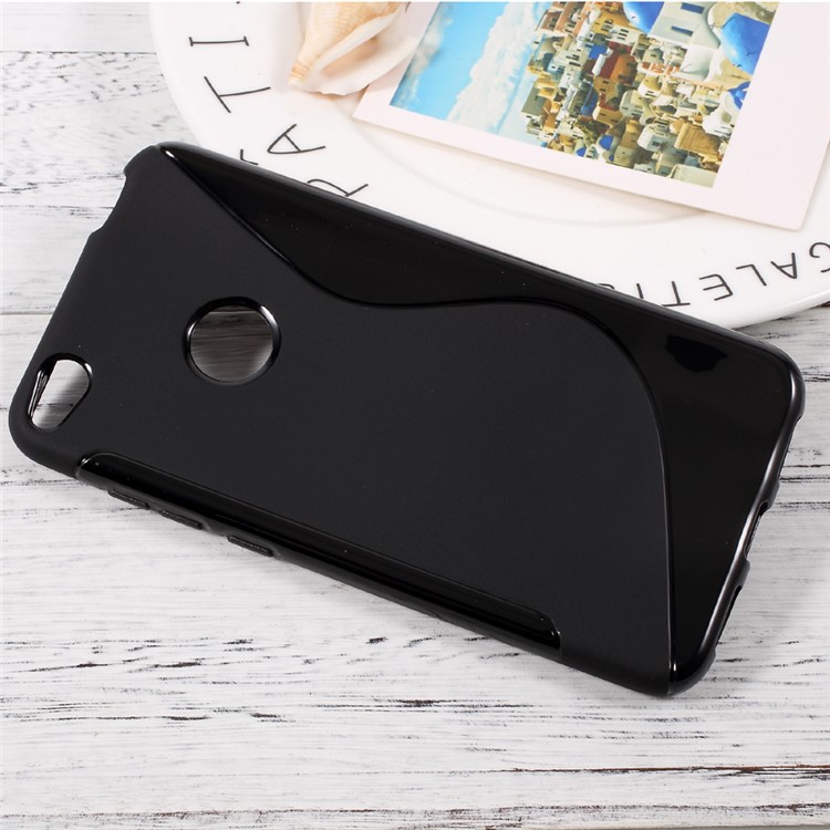 S-Shape TPU Cell Phone Cover for Huawei P8 Lite (2017) / Honor 8 Lite - Black-4