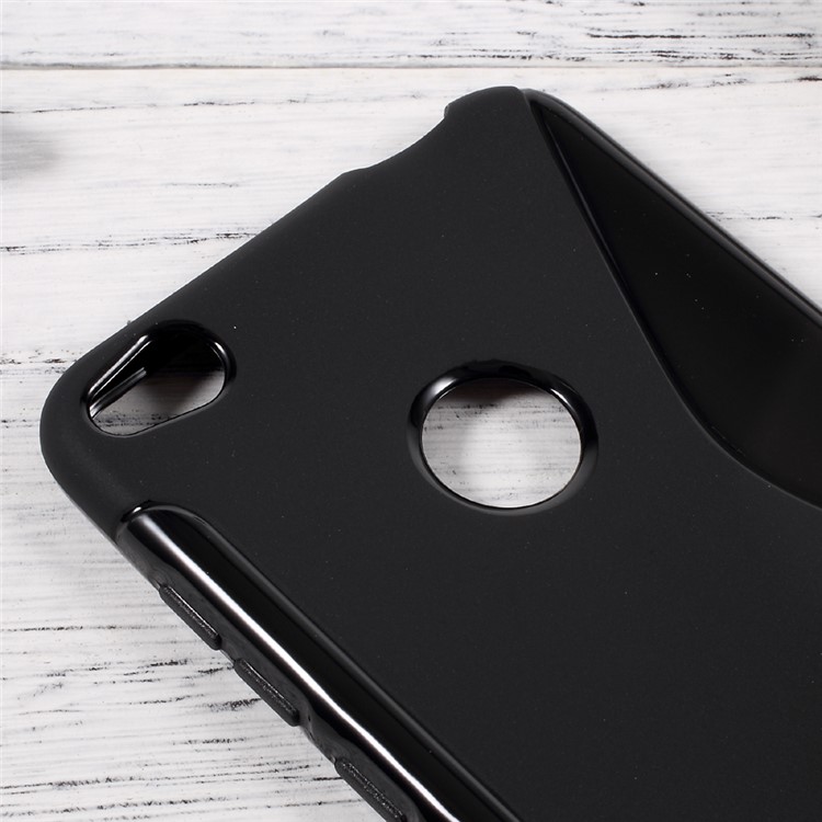 S-Shape TPU Cell Phone Cover for Huawei P8 Lite (2017) / Honor 8 Lite - Black-5