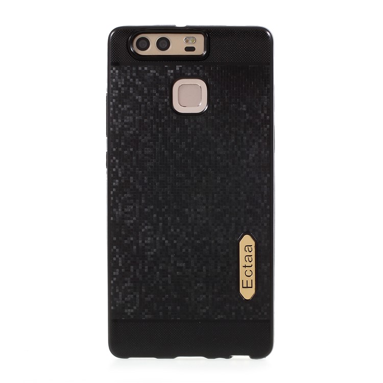Woven Pattern Plated TPU Case for Huawei P9 - Black-2