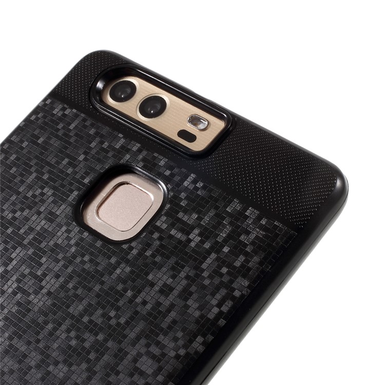 Woven Pattern Plated TPU Case for Huawei P9 - Black-3